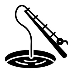 A beautiful vector icon of ice fishing in modern style