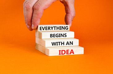 Everything begins with an idea symbol. Concept word Everything begins with an idea on wooden...