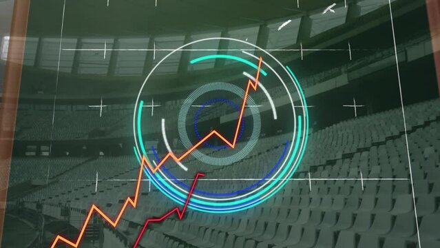 Animation of scope and data processing over sports stadium