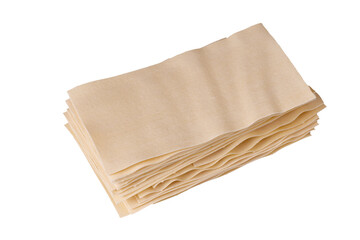 natural sheets of rectangular raw dough for lasagna isolated on white background. view from above