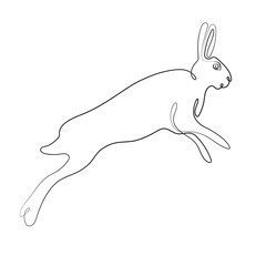 Line art of Wild hare. Modern outline drawing bunny. Easter wrapping, Christmas greeting, invitations, postcards and other projects. Outline Rabbit