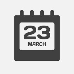 Icon page calendar day - 23 March