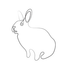 Line art of Wild hare. Modern outline drawing bunny. Easter wrapping, Christmas greeting, invitations, postcards and other projects. Outline Rabbit