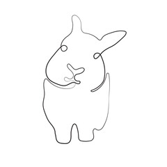 Line art of Wild hare. Modern outline drawing bunny. Easter wrapping, Christmas greeting, invitations, postcards and other projects. Outline Rabbit