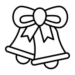 Bell with decorative bow, modern style of christmas bell icon