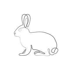 Line art of Wild hare. Modern outline drawing bunny. Easter wrapping, Christmas greeting, invitations, postcards and other projects. Outline Rabbit