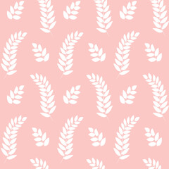 Fototapeta na wymiar pattern of white leaves on a pink background,