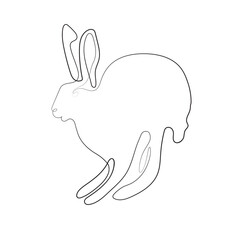 Line art of Wild hare. Modern outline drawing bunny. Easter wrapping, Christmas greeting, invitations, postcards and other projects. Outline Rabbit
