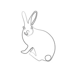 Line art of Wild hare. Modern outline drawing bunny. Easter wrapping, Christmas greeting, invitations, postcards and other projects. Outline Rabbit