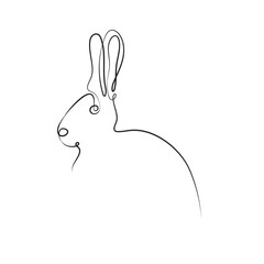 Line art of Wild hare. Modern outline drawing bunny. Easter wrapping, Christmas greeting, invitations, postcards and other projects. Outline Rabbit