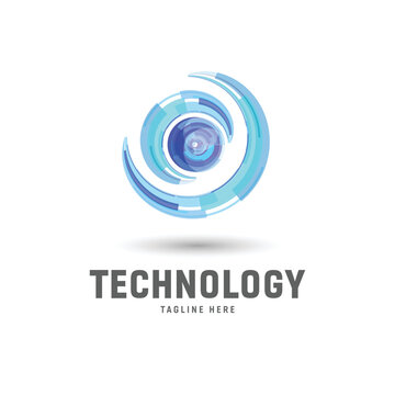technology circle logo template vector design