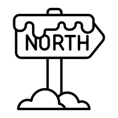 North pole direction sign board vector icon