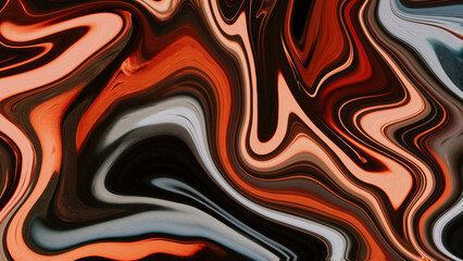Abstract Liquid Paint Liquified Picture Colorful Image. Dark Red And Black Shades