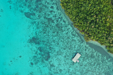 Drone point of view of tropical island in Semporna Sabah Malaysia