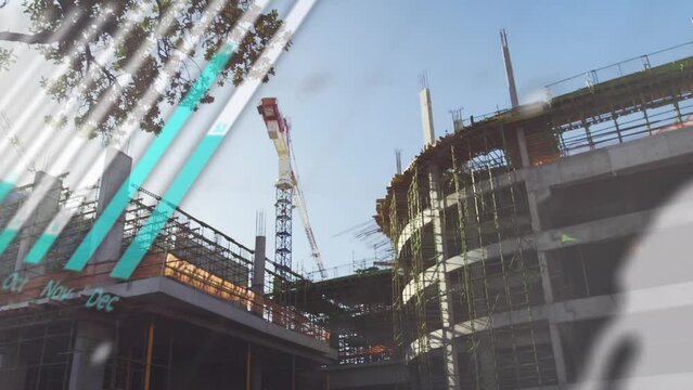 Animation of statistical data processing against construction site
