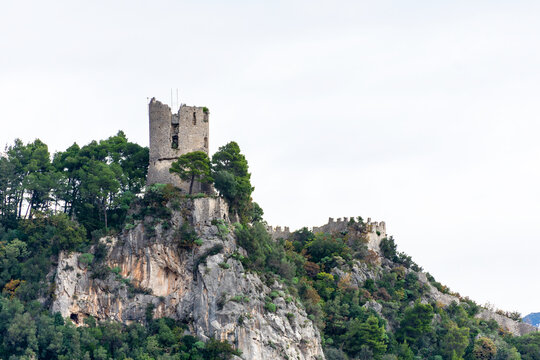 Medieval Ziro tower. Ancient watchtower overlooking the Amalfi coast. Italy.