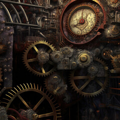 Fototapeta na wymiar old metal machinery background created by generative ai