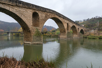 Fototapeta na wymiar Romanesque bridge in Puente la Reina. Way of St. James