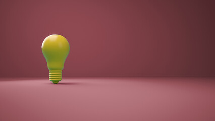 Lightbulb on a pink background. Horizontal composition with negative space on the right. Concept of Creativity and innovation. Women.