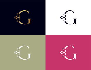 amazing luxury crown beauty logo letter G