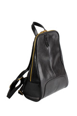 Naklejka premium women's stylish bag made of black genuine leather, backpack, isolated