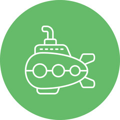 Submarine Multicolor Circle Line Inverted Icon