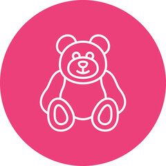 Teddy Bear Multicolor Circle Line Inverted Icon