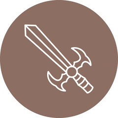 Sword Multicolor Circle Line Inverted Icon