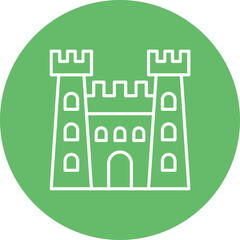 Castle Multicolor Circle Line Inverted Icon