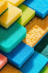 cleaning sponge background. sponges for cleaning different colors and different sizes - 552391585
