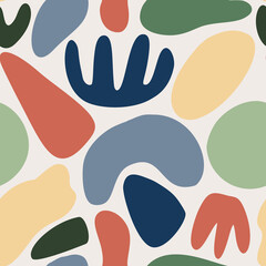 Abstract pattern set with organic shapes, plants, nature texture. Organic spots background. Collage seamless pattern with nature texture. Trendy vector background collection for cover, social media