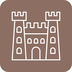 Castle Multicolor Round Corner Line Inverted Icon