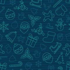 Drawn Christmas Pattern seamless pattern with cute winter cozy elements background, cartoon style. vector illustration