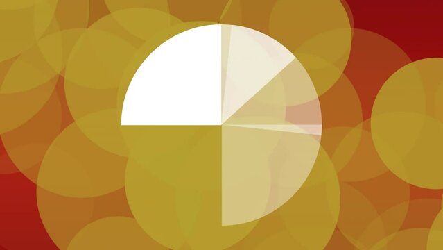 Animation of pie graph over yellow spots of light against red background