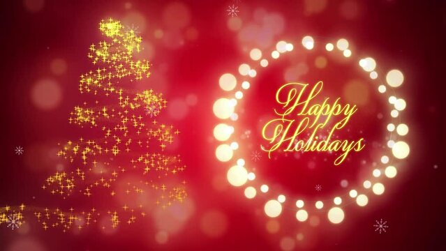 Animation of glowing fairy lights over christmas greetings text