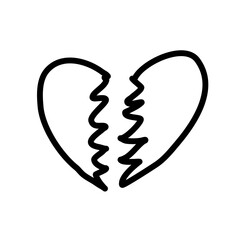 Heart break romance doodle icon