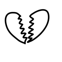 Heart break romance doodle icon