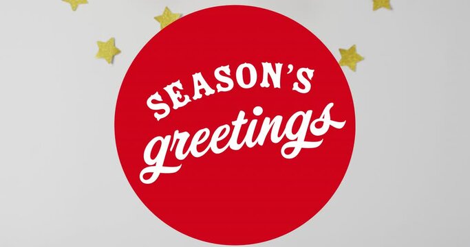 Animation of christmas greetings text over stars on white background