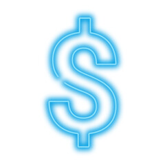 Blue neon dollar sign isolated. Dollar symbol icon.