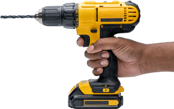 Hand holding a cordless power drill