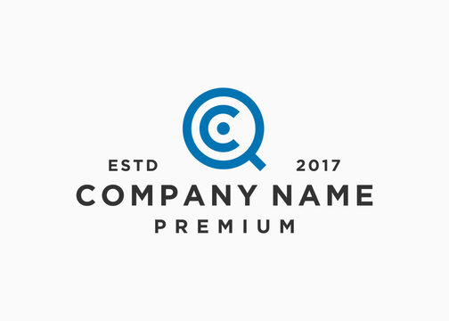 initial letter qc or cq logo design vector illustration template