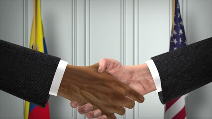 Ecuador and USA Partnership Business Deal. National Government Flags. Official Diplomacy Handshake Illustration Animation. Agreement Businessman Shake Hands - Powered by Adobe