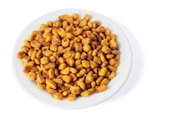 Roasted corn on the cob on a white background