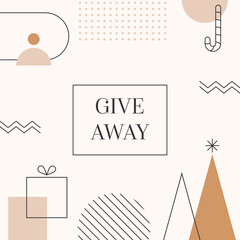 Christmas promo template "Giveaway with" geometric decorative elements.