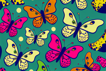 Cartoon butterfly pattern for kids fabric generative art