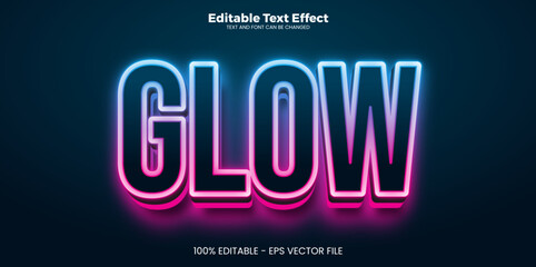 Glow editable text effect in modern trend style - obrazy, fototapety, plakaty