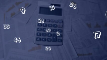 Animation of numbers floating over vintage calculator - Powered by Adobe