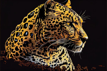 Halftone leopard generative art