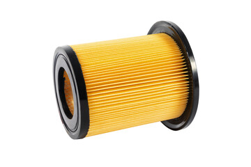 New car air filter element. Car engine air filter isolated on white background. Close-up air filter over white with clipping path.