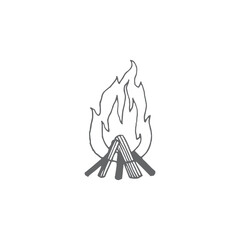 Campfire illustration, fire, tattoo, handdrawn element, minimal, clipart, wood, forest, summer